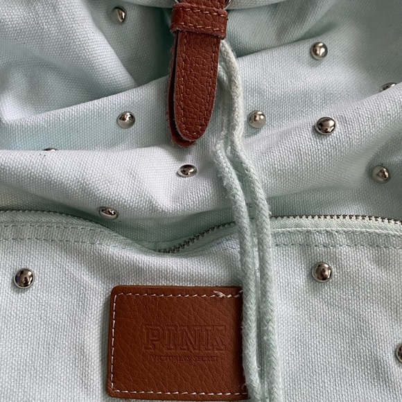 Victoria’s Secret PINK Mint Green/Blue Studded Backpack - Picture 3 of 8